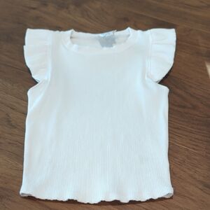 Blue Rain White Tank Top with Ruffled Sleeves